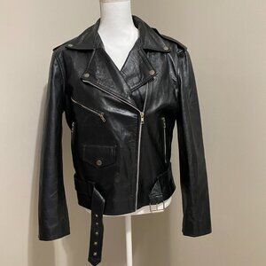 Black Leather Moto Jacket Size Large
